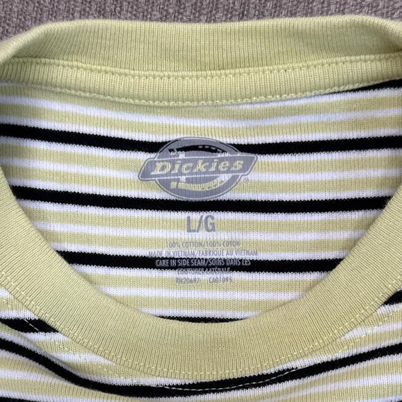 Cropped Y2K Dickies tri striped tee light green black, white thick cotton jersey - Picture 3 of 5